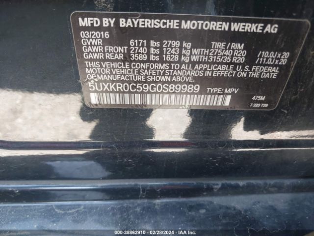 5UXKR0C59G0S89989 BMW X5 Xdrive35i