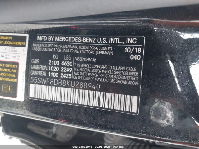 55SWF8DB8KU288940 Mercedes-Benz C 300
