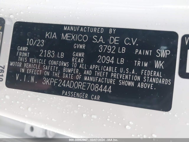 KIA Forte Lxs 2024 3KPF24AD0RE708444 Image 9