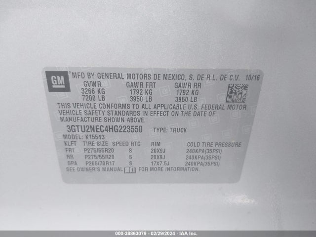 GMC Sierra 1500 Slt 2017 3GTU2NEC4HG223550 Image 9