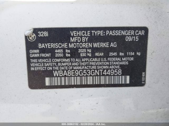 WBA8E9G53GNT44958 BMW 328I