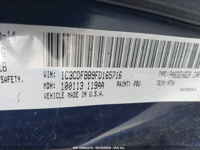 Dodge DART SXT 2015 1C3CDFBB9FD165716 Image 9