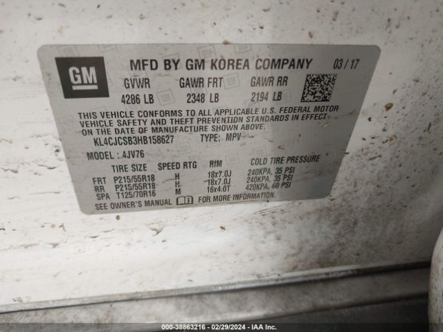 KL4CJCSB3HB158627 Buick Encore Essence