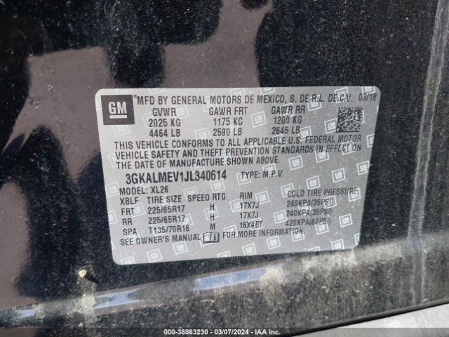 3GKALMEV1JL340614 GMC Terrain Sle