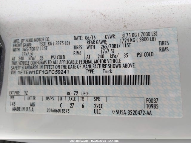 Ford F-150 Xlt 2016 1FTEW1EF1GFC59241 Image 9