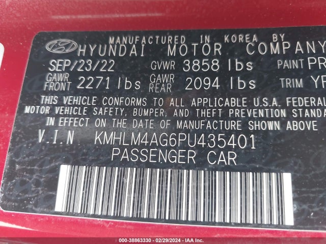 Hyundai ELANTRA SEL 2023 KMHLM4AG6PU435401 Image 9