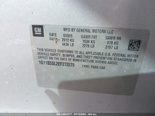 Chevrolet Malibu 1ls 2014 1G11B5SL2EF272579 Image 9