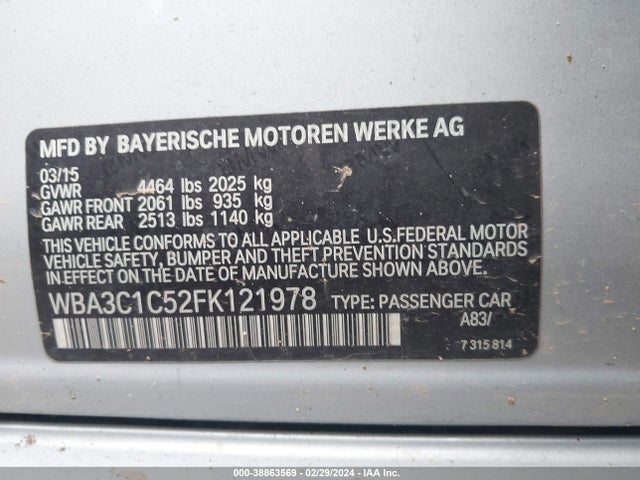 BMW 328I 2015 WBA3C1C52FK121978 Image 9