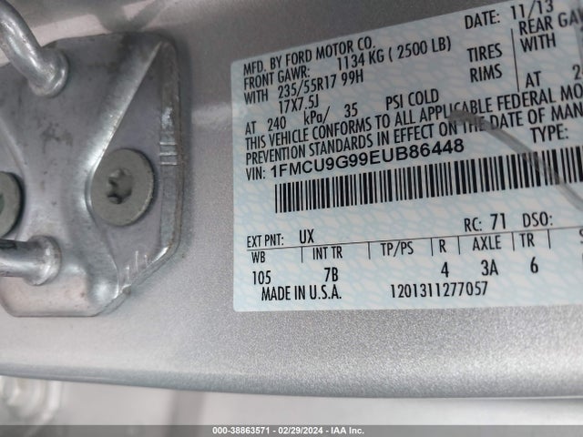 Ford ESCAPE SE 2014 1FMCU9G99EUB86448 Image 9