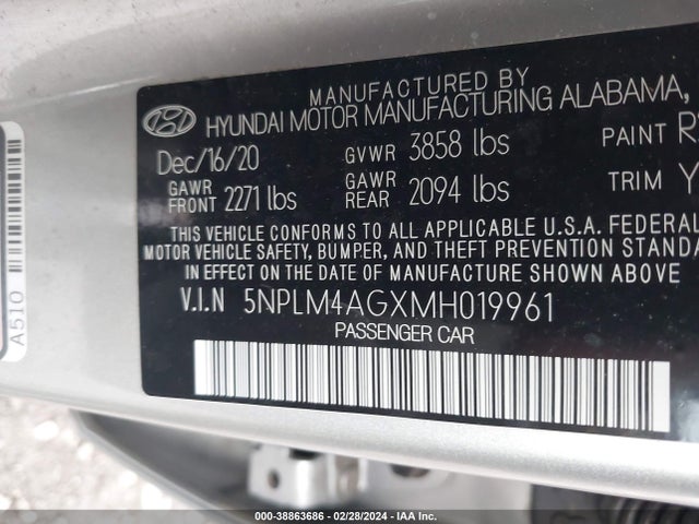 Hyundai ELANTRA SEL 2021 5NPLM4AGXMH019961 Image 9