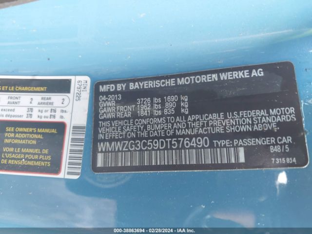 2013 MINI COOPER WMWZG3C59DT576490 Photo 8