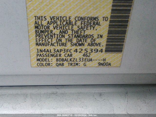 1N4AL3AP3FC425394 Nissan Altima 2.5 Sv