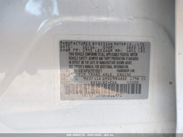 Nissan SENTRA S 2017 3N1AB7AP9HY216971 Image 9