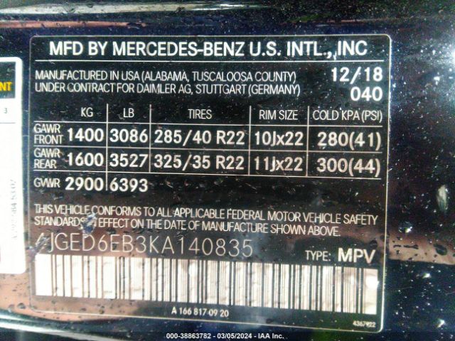 4JGED6EB3KA140835 Mercedes-Benz Amg Gle 43 Coupe 4matic