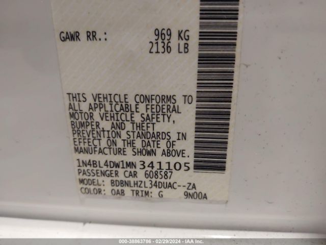 1N4BL4DW1MN341105 Nissan Altima Sv Intelligent Awd