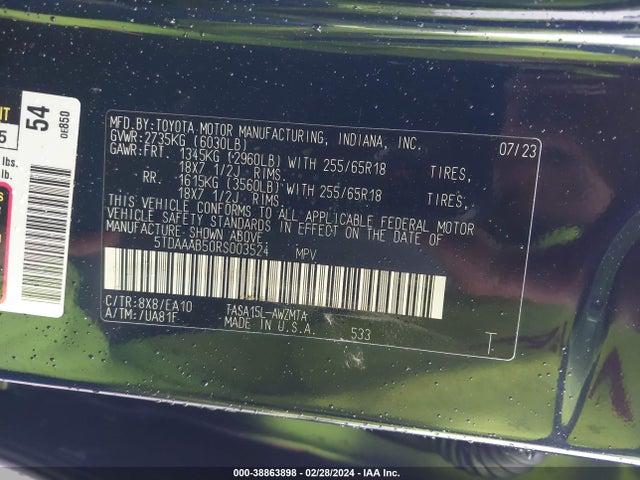 Toyota Grand Highlander Xle 2024 5TDAAAB50RS003524 Image 9