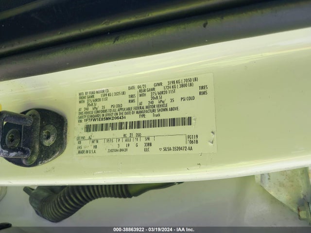 Ford F-150 Lariat 2021 1FTFW1E85MKD96434 Image 9