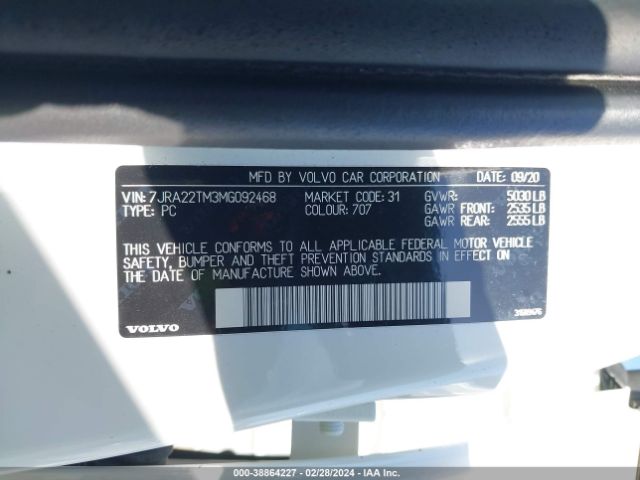 2021 VOLVO S60 7JRA22TM3MG092468 Photo 8