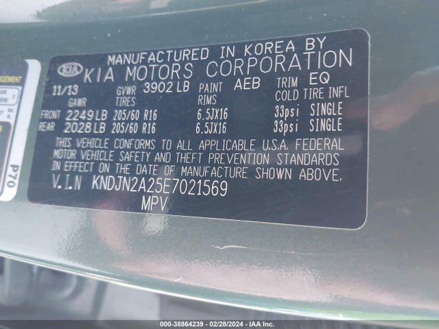 KIA Soul 2014 KNDJN2A25E7021569 Image 9