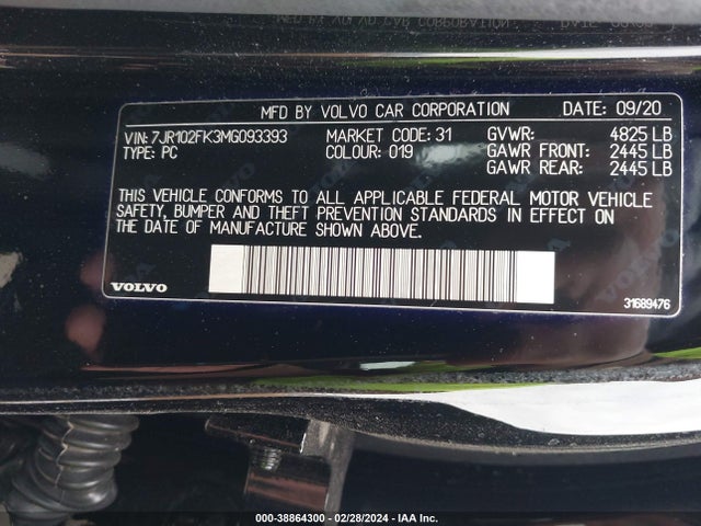 7JR102FK3MG093393 Volvo S60 T5 Momentum