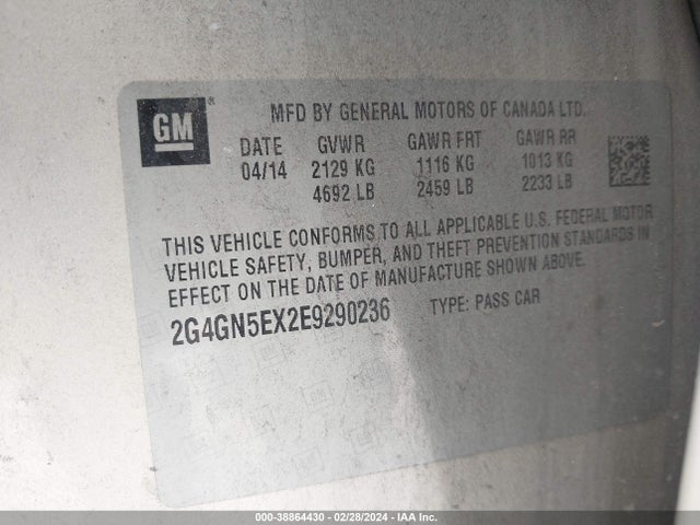 Buick Regal Turbo/e-assist Premium I 2014 2G4GN5EX2E9290236 Image 9