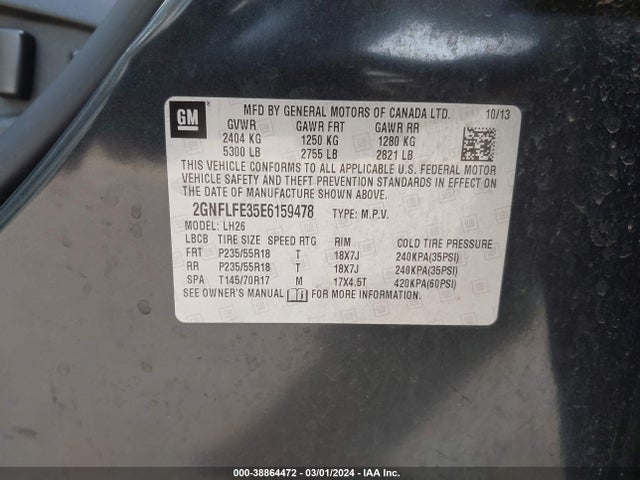 Chevrolet EQUINOX 1LT 2014 2GNFLFE35E6159478 Image 9