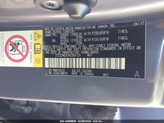 2T2ZZMCA1HC064134 Lexus Rx 350 F Sport