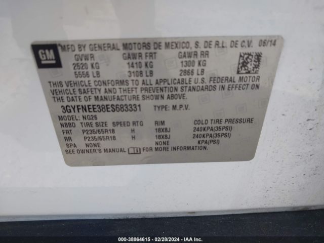 3GYFNEE38ES683331 Cadillac Srx Luxury Collection