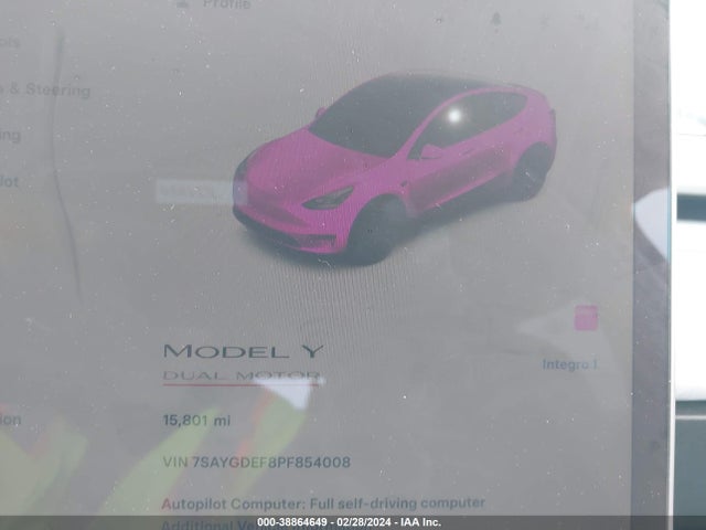 7SAYGDEF8PF854008 Tesla Model Y Awd/performance Dual Motor All-wheel Drive