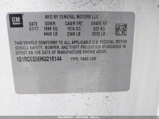 Chevrolet VOLT LT 2017 1G1RC6S56HU218144 Image 9