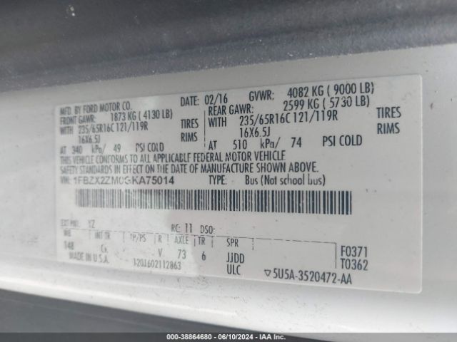 1FBZX2ZM0GKA75014 Ford Transit-350 Xlt