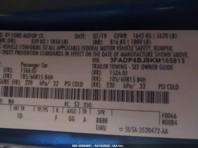 Ford FIESTA SE 2019 3FADP4BJ8KM165813 Image 9