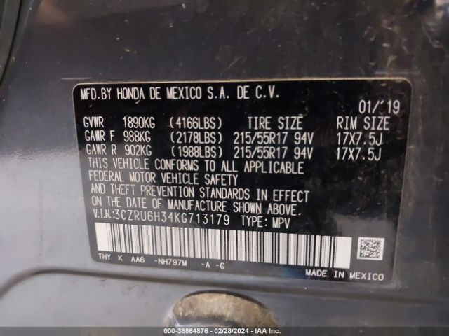 3CZRU6H34KG713179 Honda HR-V LX