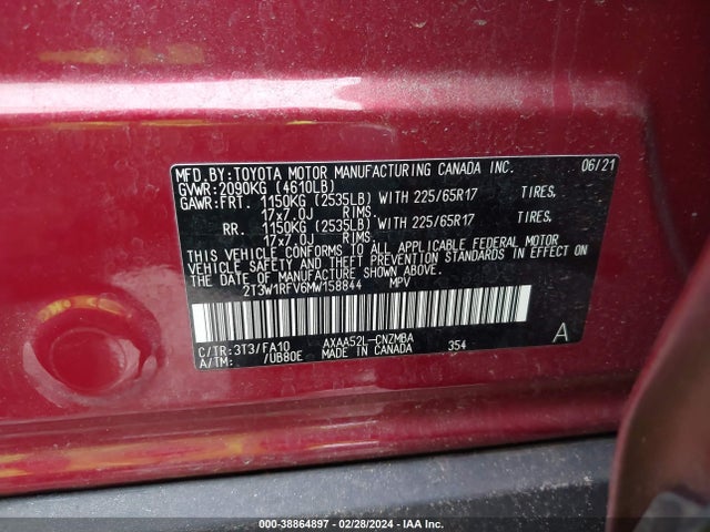 Toyota Rav4 Xle 2021 2T3W1RFV6MW158844 Image 9