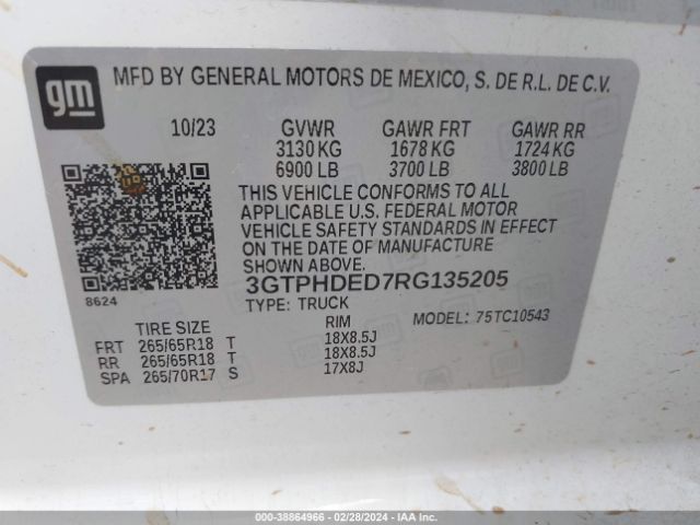 3GTPHDED7RG135205 GMC Sierra 1500 2wd  Short Box Slt
