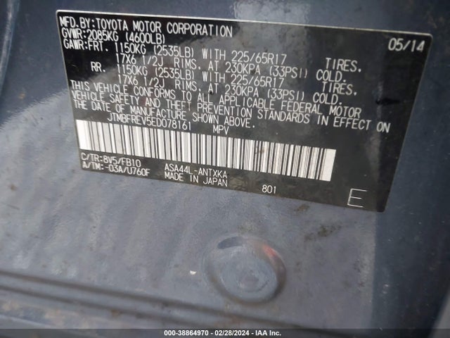 Toyota RAV4 LE 2014 JTMBFREV5ED078161 Image 9