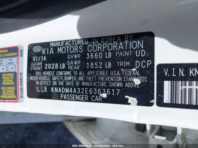 KIA RIO LX 2014 KNADM4A32E6363617 Image 9