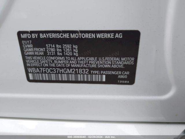 2017 BMW 750I WBA7F0C37HGM21832 Photo 8