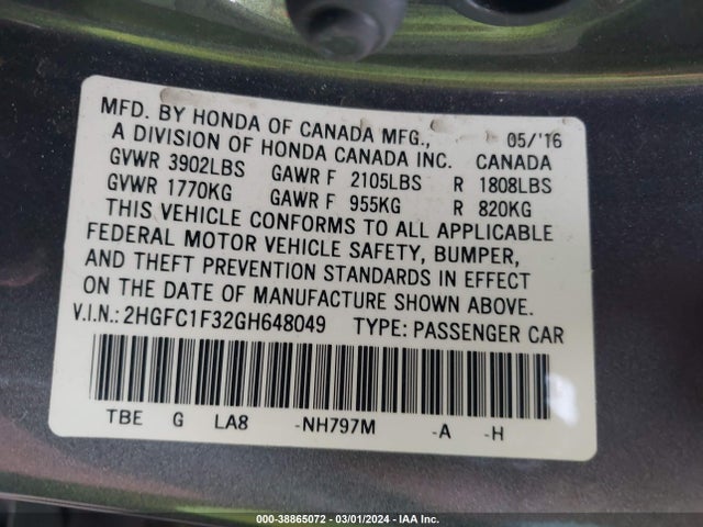 Honda Civic Ex-t 2016 2HGFC1F32GH648049 Image 9