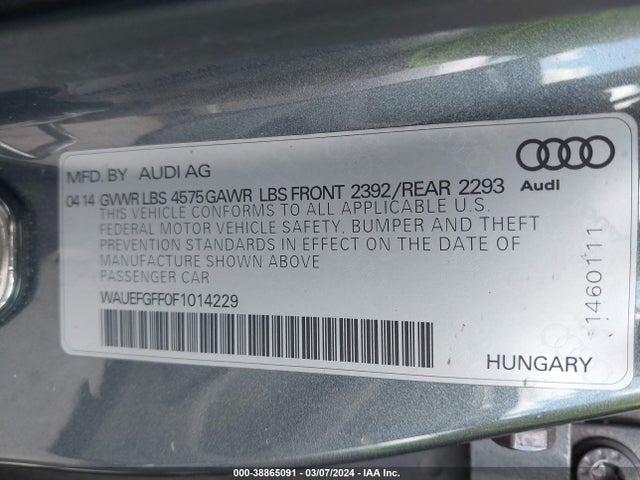 Audi A3 2.0t Premium 2015 WAUEFGFF0F1014229 Image 9