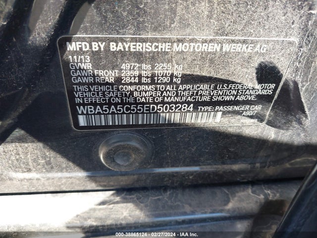 BMW 528I 2014 WBA5A5C55ED503284 Image 9