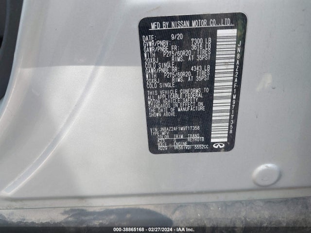 Infiniti QX80 LUXE 2021 JN8AZ2AF1M9717358 Image 9