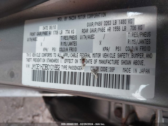 Aukcja sprzedaży 2011 Mazda Mazda2 Touring, vin: JM1DE1HZ3B0101662, numer aukcji: 38865185