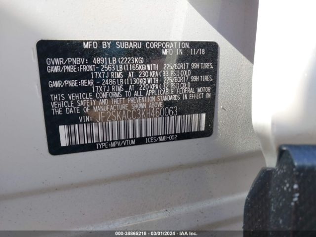 JF2SKACC3KH460063 Subaru Forester