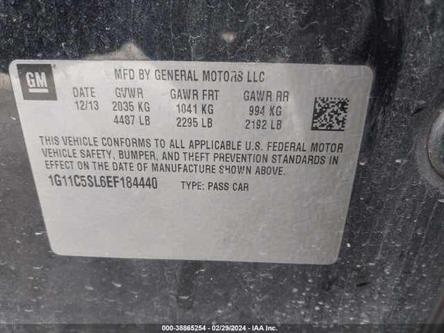 Chevrolet MALIBU 1LT 2014 1G11C5SL6EF184440 Image 9