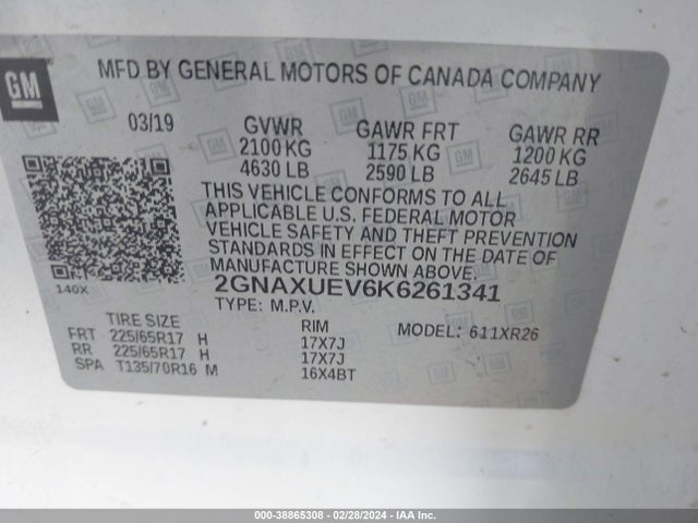 Chevrolet EQUINOX LT 2019 2GNAXUEV6K6261341 Image 9