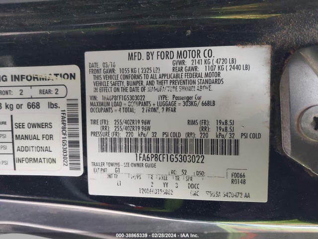 Ford Mustang Gt Premium 2016 1FA6P8CF1G5303022 Image 9