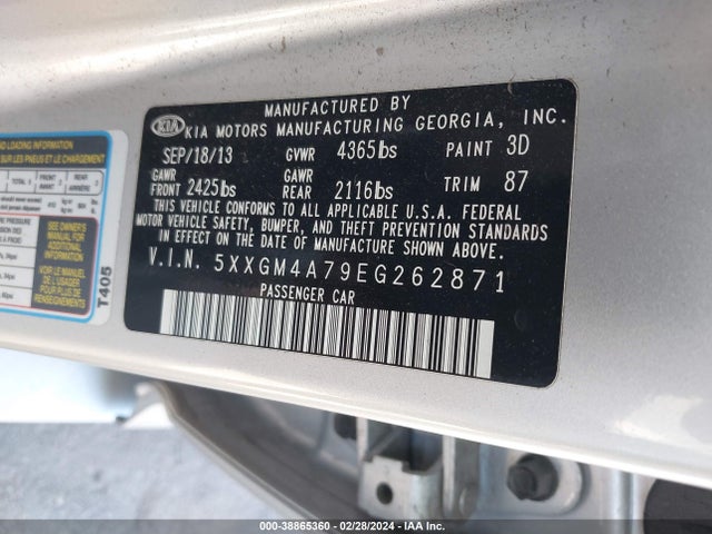 KIA Optima Lx 2014 5XXGM4A79EG262871 Image 9
