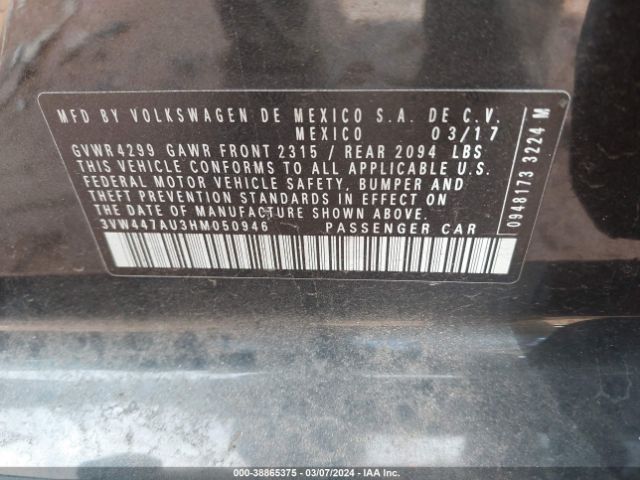 3VW447AU3HM050946 Volkswagen Golf Gti Autobahn 4-door/s 4-door/se 4-door/sport 4-door