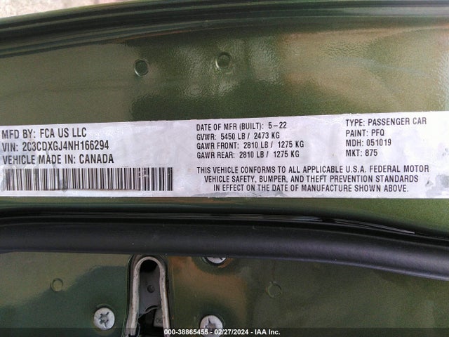 Dodge Charger Scat Pack 2022 2C3CDXGJ4NH166294 Image 9